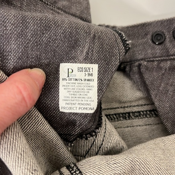 Project Pomona Pants for Cloth Diaper Babies, Size 3-9 Months, Gray Denim - Picture 5 of 6